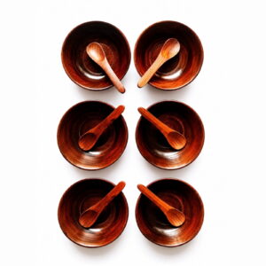 Wooden Bowl Set with Spoon – 6 Piece