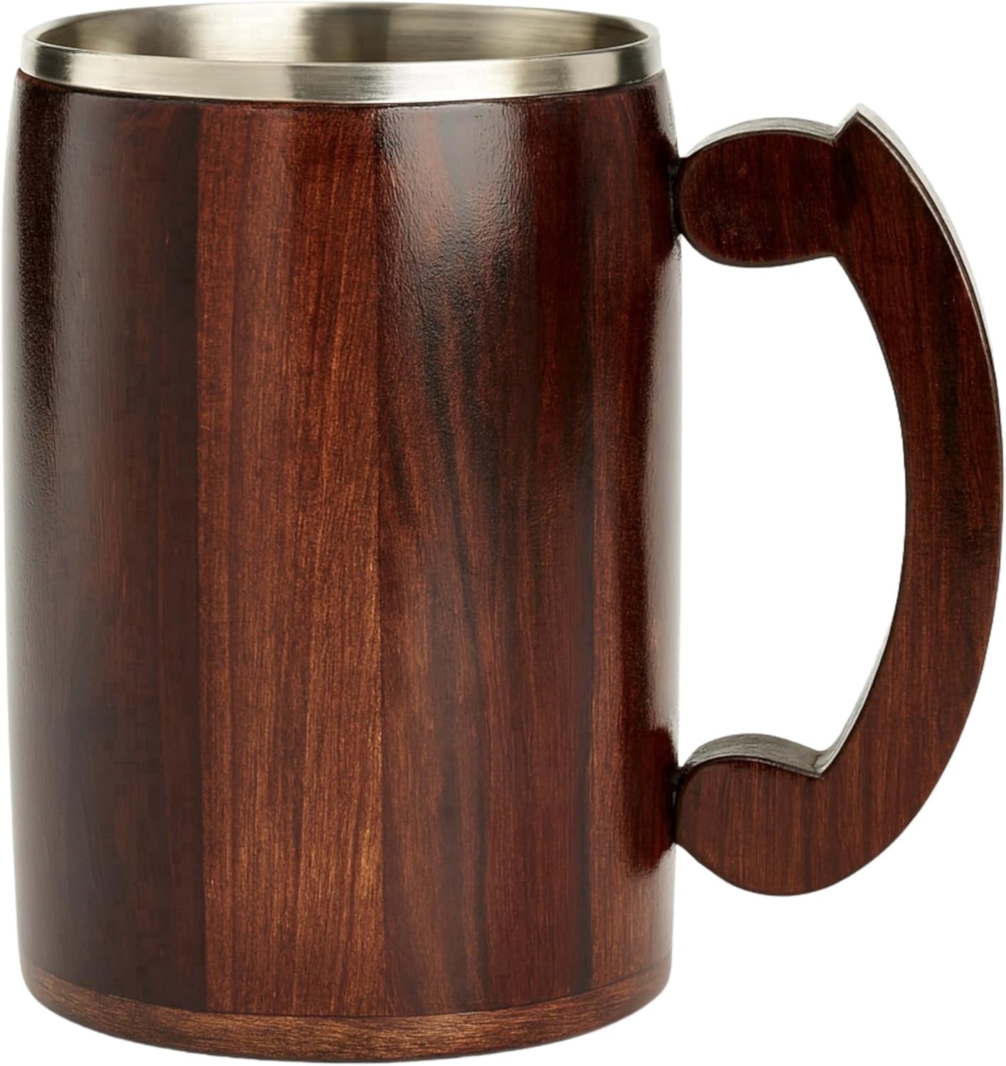 Wooden Beer Mug with Stainless Steel Cup